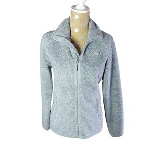 The North Face Fleece Zip Up Jacket Womens S Gray Mock Neck Long Sleeve Pockets